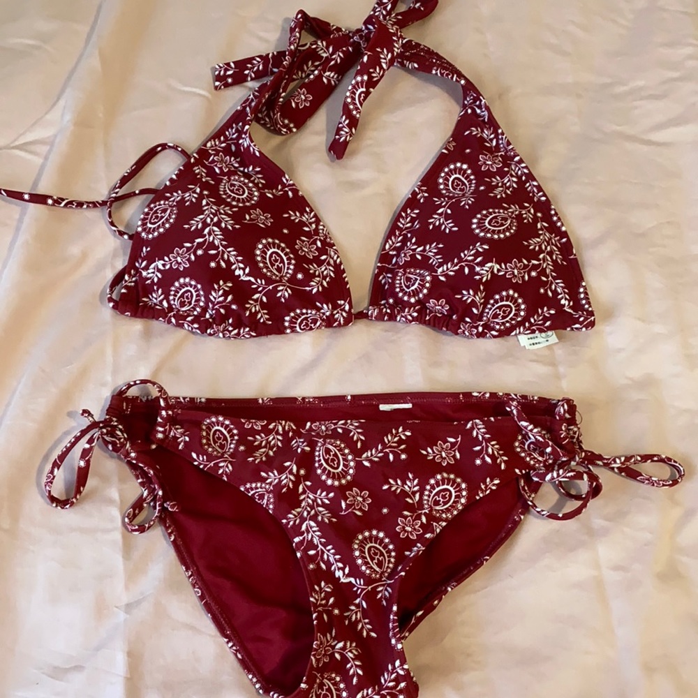 Red and white bikini